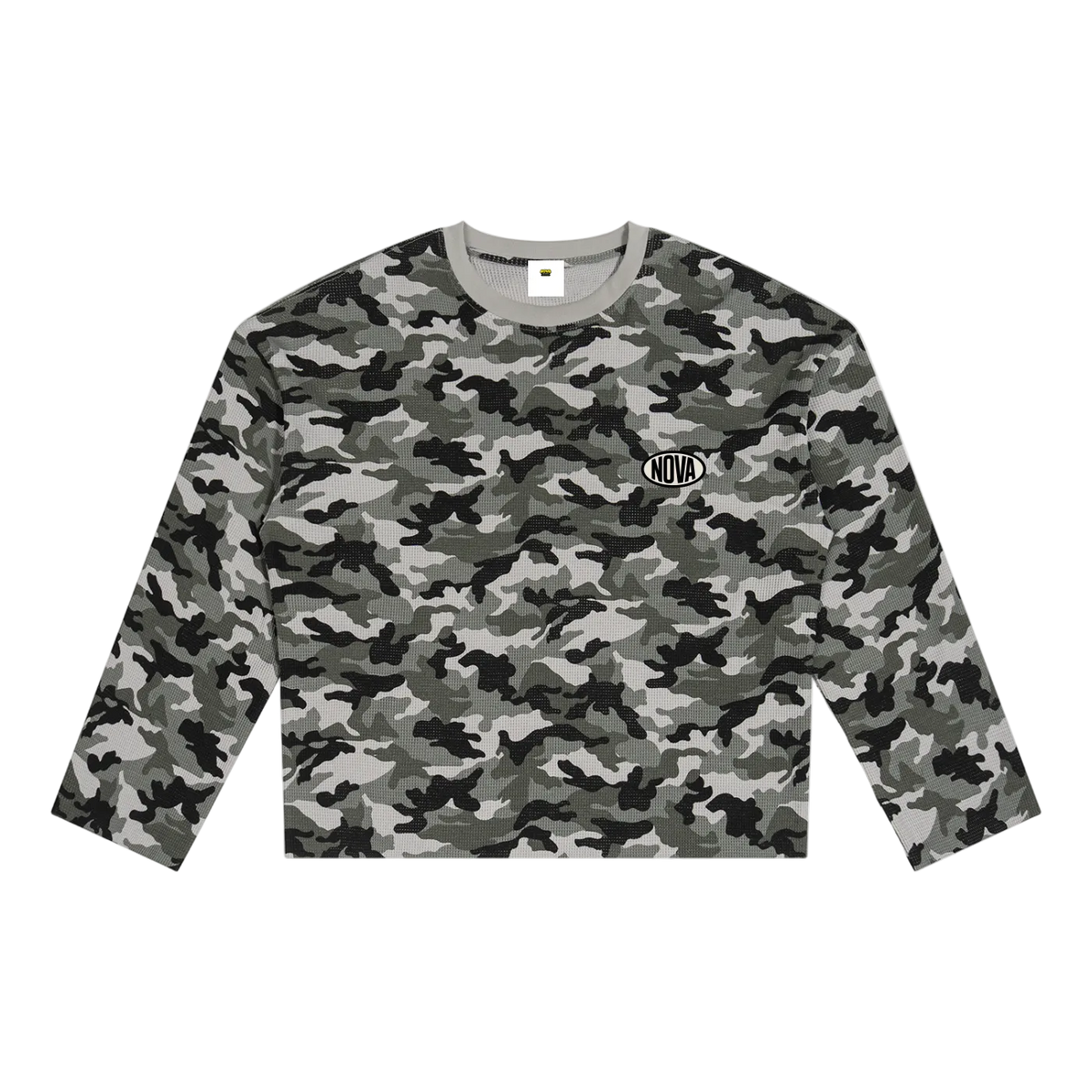 FIELD CAMO LONGSLEEVE – Waffle Longsleeve in Camo von NOVA STUDIO