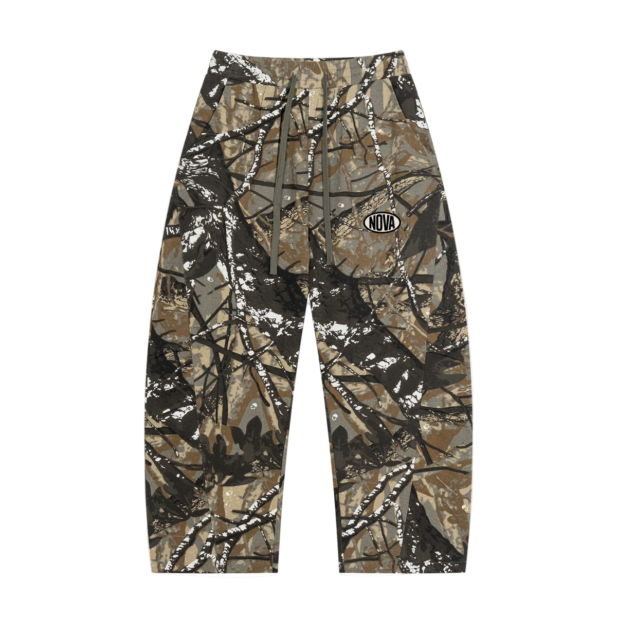 TIMBER CAMO DRAWSTRING PANTS – Barrel Leg Pants in Tree Camo von NOVA STUDIO, Ansicht 3
