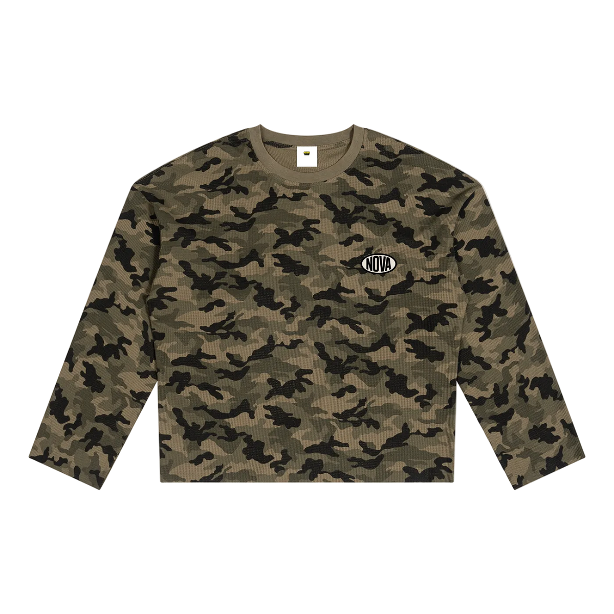 FIELD CAMO LONGSLEEVE – Waffle Longsleeve in Camo von NOVA STUDIO, Ansicht 3