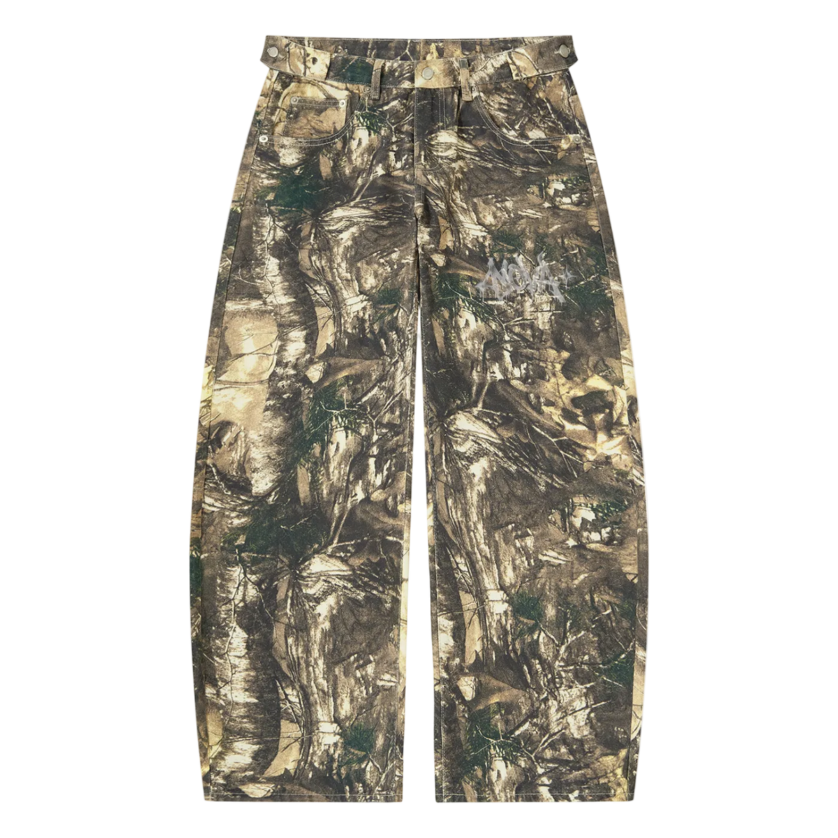 TIMBER CAMO BARREL PANTS – Barrel Leg Pants in Tree Camo von NOVA STUDIO